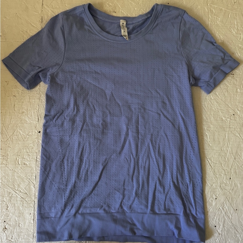Athleta Light Blue Perforated Athletic Tee - XXS